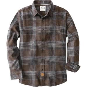 imageDubinik Flannel Shirt for Men 100 Cotton Mens Flannel Shirts Long Sleeve Plaid Soft Casual Button Down Shirt MenBrown Grey