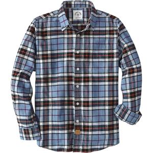 imageDubinik Flannel Shirt for Men 100 Cotton Mens Flannel Shirts Long Sleeve Plaid Soft Casual Button Down Shirt MenDusty Blue Black