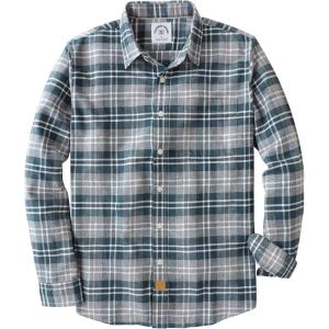 imageDubinik Flannel Shirt for Men 100 Cotton Mens Flannel Shirts Long Sleeve Plaid Soft Casual Button Down Shirt MenForest Green Grey