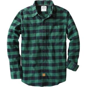 imageDubinik Flannel Shirt for Men 100 Cotton Mens Flannel Shirts Long Sleeve Plaid Soft Casual Button Down Shirt MenGreen Black