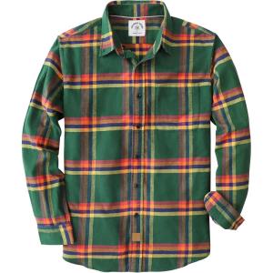 imageDubinik Flannel Shirt for Men 100 Cotton Mens Flannel Shirts Long Sleeve Plaid Soft Casual Button Down Shirt MenGreen Orange