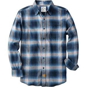 imageDubinik Flannel Shirt for Men 100 Cotton Mens Flannel Shirts Long Sleeve Plaid Soft Casual Button Down Shirt MenNavy Ombre