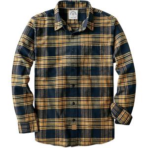 imageDubinik Flannel Shirt for Men 100 Cotton Mens Flannel Shirts Long Sleeve Plaid Soft Casual Button Down Shirt MenNavy Yellow
