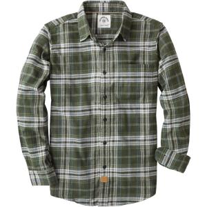 imageDubinik Flannel Shirt for Men 100 Cotton Mens Flannel Shirts Long Sleeve Plaid Soft Casual Button Down Shirt MenOlive Green White