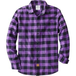 imageDubinik Flannel Shirt for Men 100 Cotton Mens Flannel Shirts Long Sleeve Plaid Soft Casual Button Down Shirt MenPurple Black