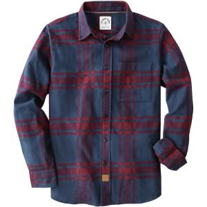 imageDubinik Flannel Shirt for Men 100 Cotton Mens Flannel Shirts Long Sleeve Plaid Soft Casual Button Down Shirt MenRed Navy