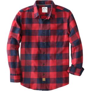 imageDubinik Flannel Shirt for Men 100 Cotton Mens Flannel Shirts Long Sleeve Plaid Soft Casual Button Down Shirt MenRed Navy Buffalo