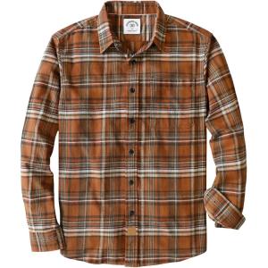 imageDubinik Flannel Shirt for Men 100 Cotton Mens Flannel Shirts Long Sleeve Plaid Soft Casual Button Down Shirt MenRust Red Plaid