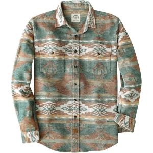 imageDubinik Mens Flannel Shirt Long Sleeve Button Down Plaid All Cotton Soft Brushed Flannel Shirt for Men Utility Casual ShirtAztec Orange Green