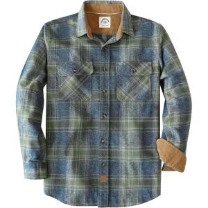 imageDubinik Mens Flannel Shirt Long Sleeve Button Down Plaid All Cotton Soft Brushed Flannel Shirt for Men Utility Casual ShirtBlue and Sage Green