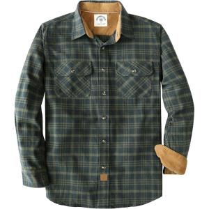 imageDubinik Mens Flannel Shirt Long Sleeve Button Down Plaid All Cotton Soft Brushed Flannel Shirt for Men Utility Casual ShirtDark Green