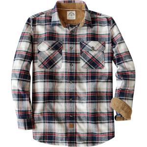 imageDubinik Mens Flannel Shirt Long Sleeve Button Down Plaid All Cotton Soft Brushed Flannel Shirt for Men Utility Casual ShirtNavy Blue Khaki