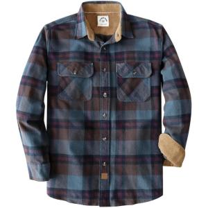 imageDubinik Mens Flannel Shirt Long Sleeve Button Down Plaid All Cotton Soft Brushed Flannel Shirt for Men Utility Casual ShirtNavy Blue Tan