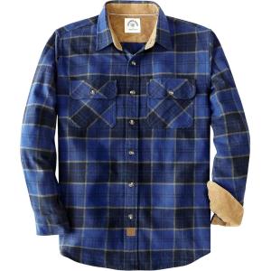 imageDubinik Mens Flannel Shirt Long Sleeve Button Down Plaid All Cotton Soft Brushed Flannel Shirt for Men Utility Casual ShirtObsidian Blue