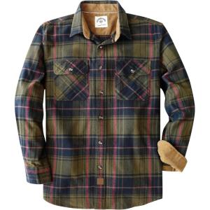 imageDubinik Mens Flannel Shirt Long Sleeve Button Down Plaid All Cotton Soft Brushed Flannel Shirt for Men Utility Casual ShirtOlive Green Navy
