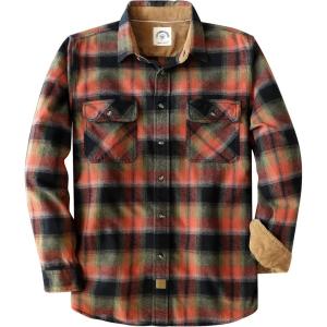 imageDubinik Mens Flannel Shirt Long Sleeve Button Down Plaid All Cotton Soft Brushed Flannel Shirt for Men Utility Casual ShirtOrange Forest Green