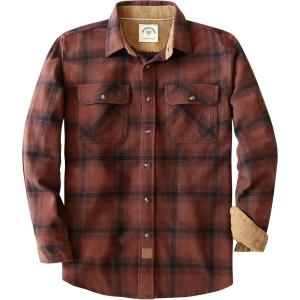 imageDubinik Mens Flannel Shirt Long Sleeve Button Down Plaid All Cotton Soft Brushed Flannel Shirt for Men Utility Casual ShirtRust and Black