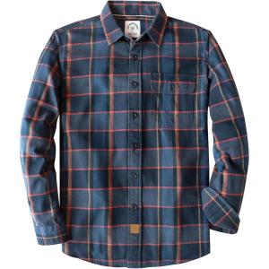 imageDubinikMens Flannel Shirts Long Sleeve Flannel Shirt for Men Warm Casual Soft Cotton Button Down Plaid Mens Flannel ShirtBlue and Dark Grey