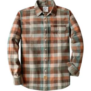 imageDubinikMens Flannel Shirts Long Sleeve Flannel Shirt for Men Warm Casual Soft Cotton Button Down Plaid Mens Flannel ShirtCedarwood and Burnt Orange