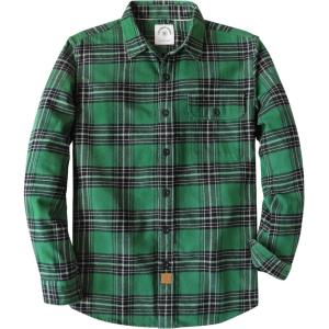 imageDubinikMens Flannel Shirts Long Sleeve Flannel Shirt for Men Warm Casual Soft Cotton Button Down Plaid Mens Flannel ShirtForest Green