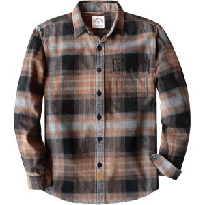 imageDubinikMens Flannel Shirts Long Sleeve Flannel Shirt for Men Warm Casual Soft Cotton Button Down Plaid Mens Flannel ShirtTan and Black