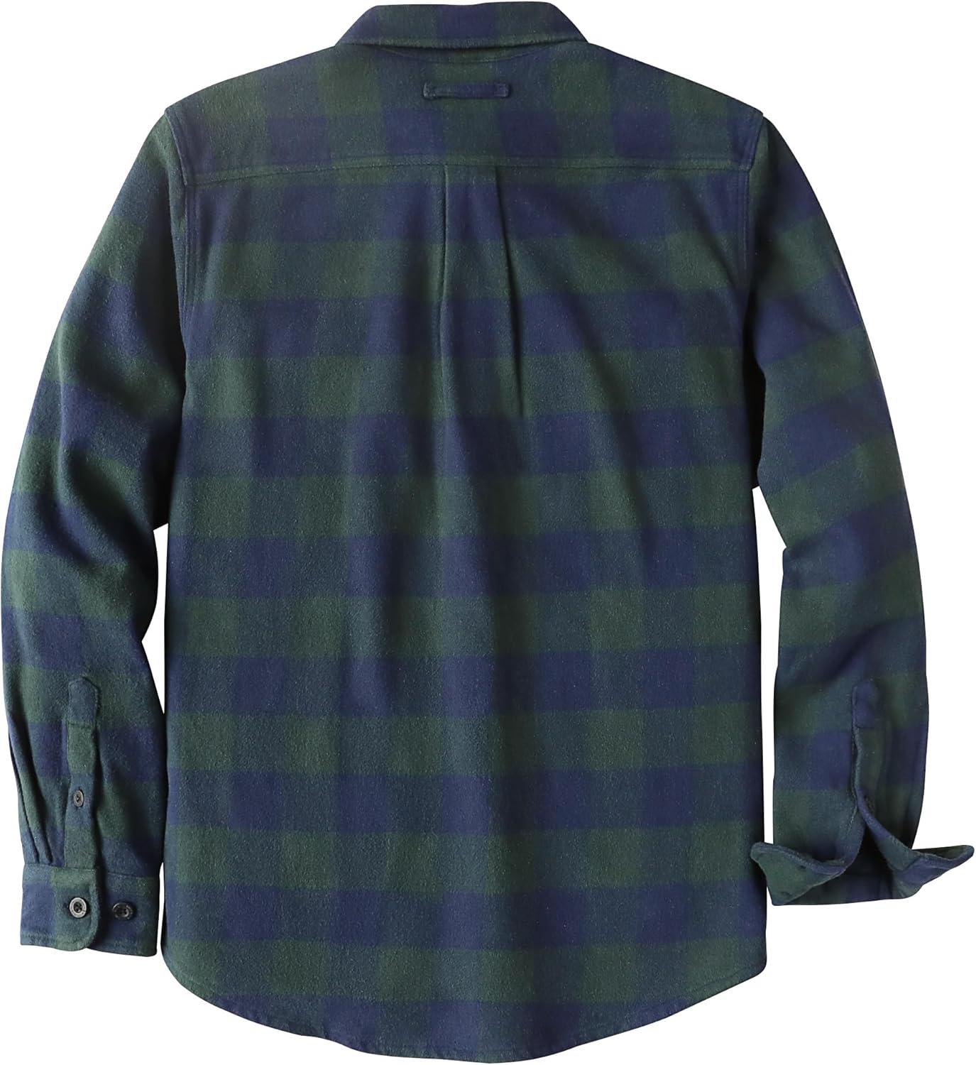 imageDubinik 13oz Ultra Heavyweight Flannel Shirt for Men Long Sleeve Mens Plaid Button Down Shirts Vintage 100 CottonBlueLight Green