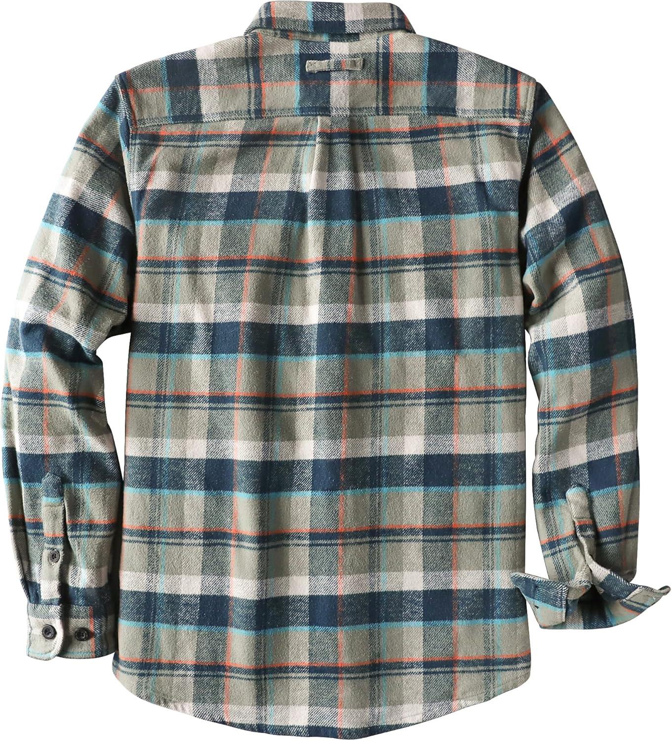imageDubinik 13oz Ultra Heavyweight Flannel Shirt for Men Long Sleeve Mens Plaid Button Down Shirts Vintage 100 CottonBlueWhite