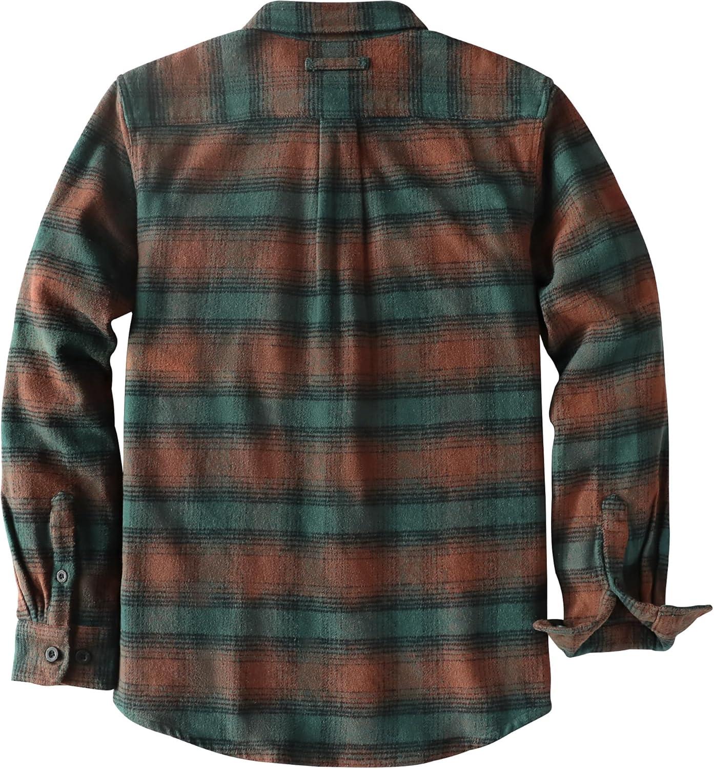 imageDubinik 13oz Ultra Heavyweight Flannel Shirt for Men Long Sleeve Mens Plaid Button Down Shirts Vintage 100 CottonBrownDark Green