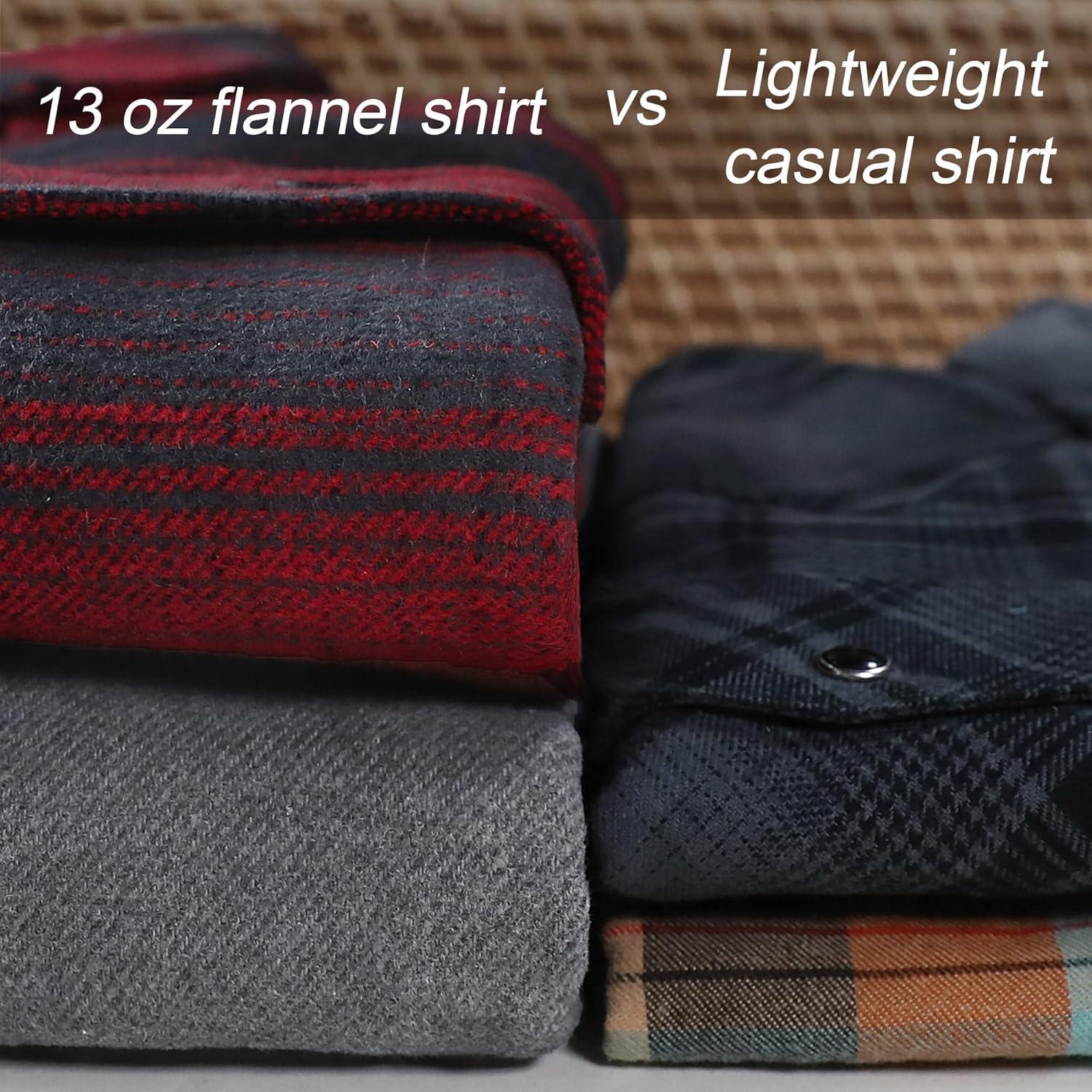 imageDubinik 13oz Ultra Heavyweight Flannel Shirt for Men Long Sleeve Mens Plaid Button Down Shirts Vintage 100 CottonDark Gray