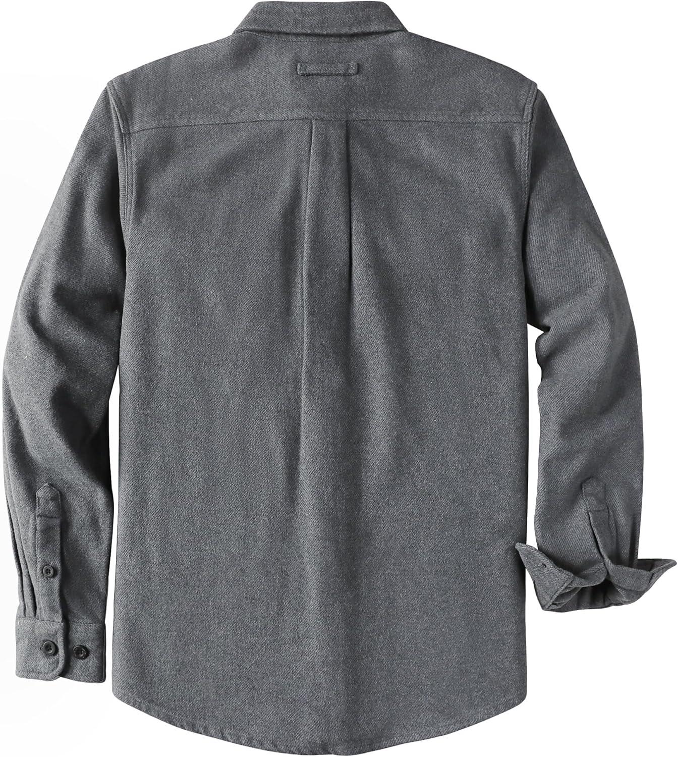 imageDubinik 13oz Ultra Heavyweight Flannel Shirt for Men Long Sleeve Mens Plaid Button Down Shirts Vintage 100 CottonDark Gray