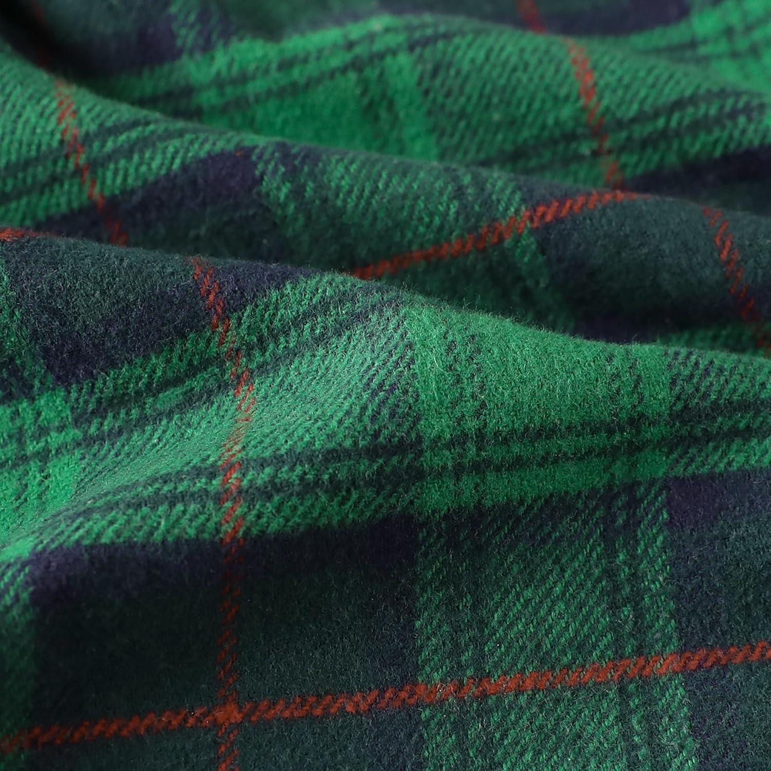 imageDubinik 13oz Ultra Heavyweight Flannel Shirt for Men Long Sleeve Mens Plaid Button Down Shirts Vintage 100 CottonDark Green