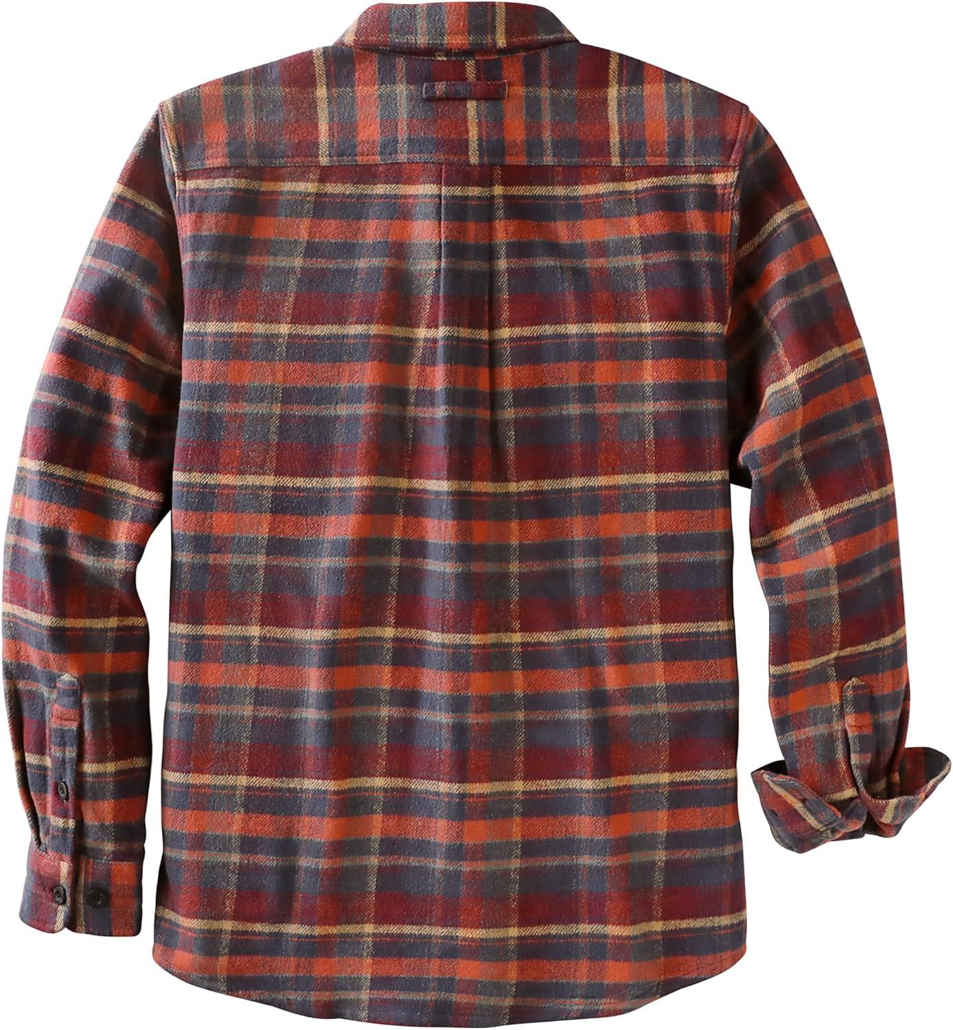 imageDubinik 13oz Ultra Heavyweight Flannel Shirt for Men Long Sleeve Mens Plaid Button Down Shirts Vintage 100 CottonRedOrangeyellow