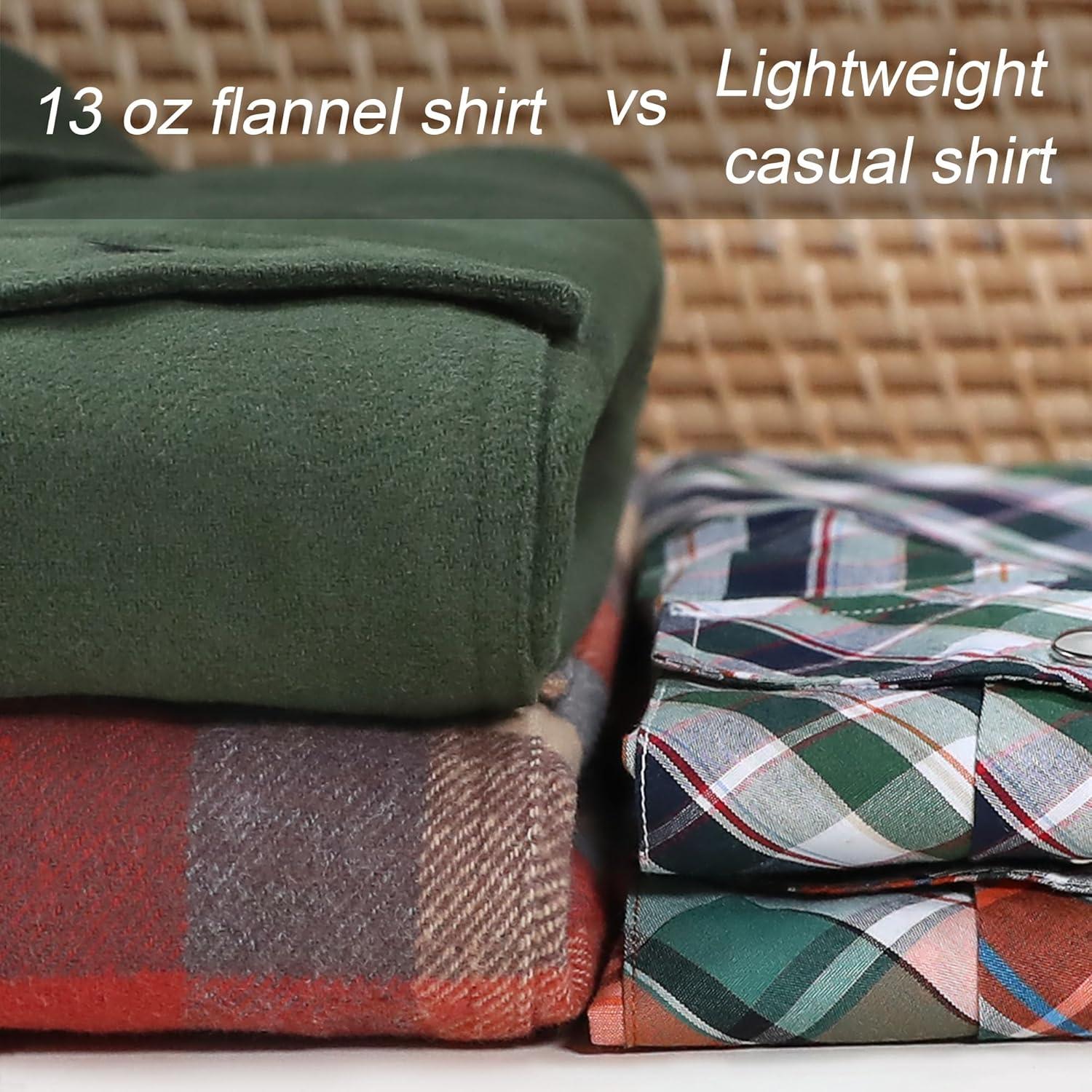 imageDubinik 13oz Ultra Heavyweight Flannel Shirt for Men Long Sleeve Mens Plaid Button Down Shirts Vintage 100 CottonRedYellowBlue