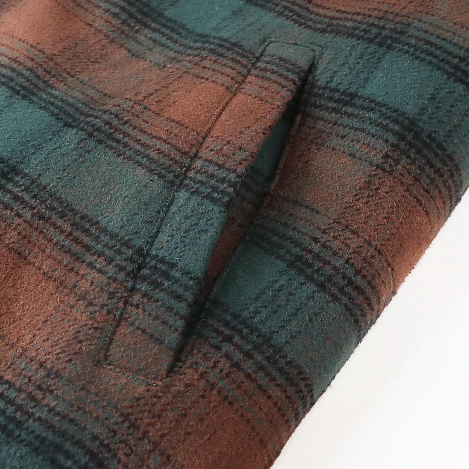 imageDubinik Mens Shacket Lightweight Jacket Cozy Warm Lined Overshirt Flannel Shirts For Men Long Sleeve Snap Casual PlaidBrownDark Green 181
