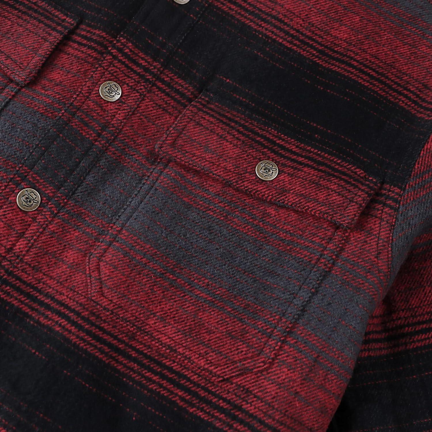 imageDubinik Mens Shacket Lightweight Jacket Cozy Warm Lined Overshirt Flannel Shirts For Men Long Sleeve Snap Casual PlaidBurgundy Black 181