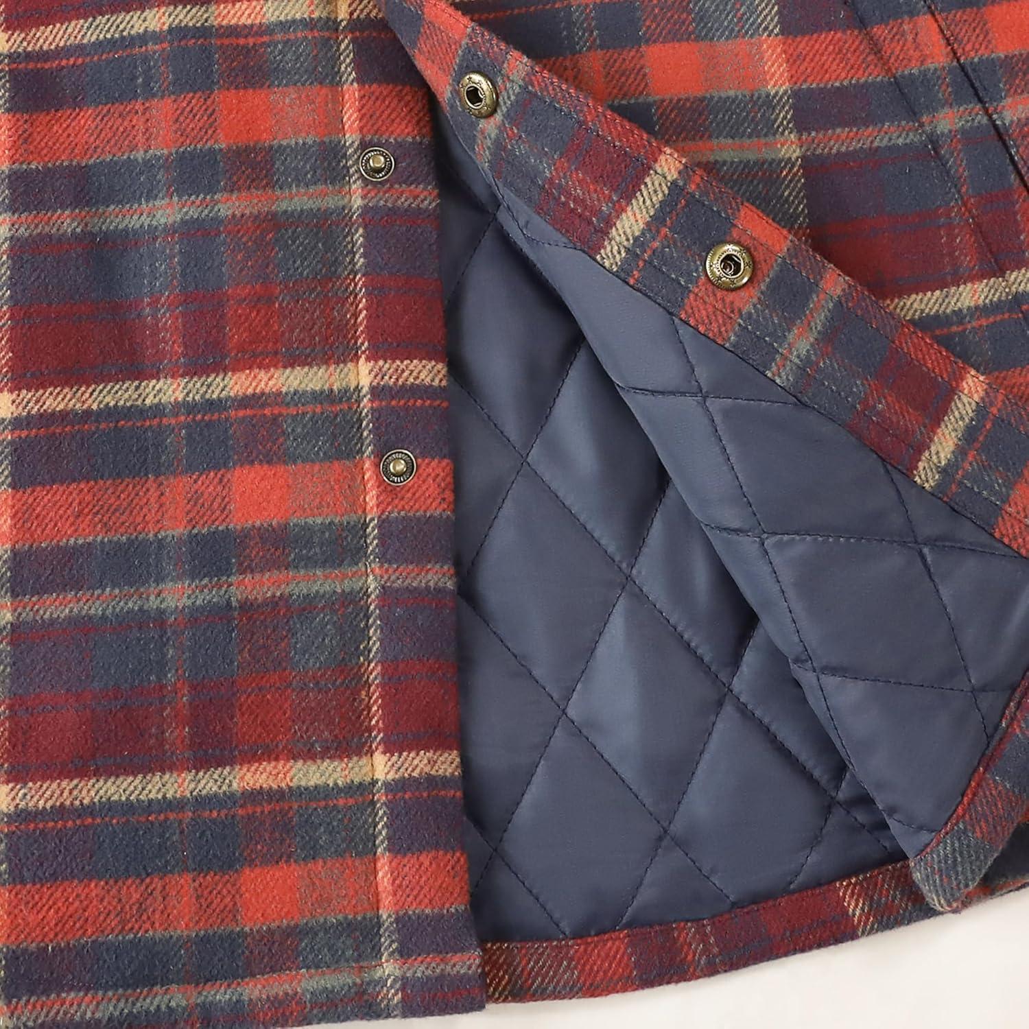 imageDubinik Mens Shacket Lightweight Jacket Cozy Warm Lined Overshirt Flannel Shirts For Men Long Sleeve Snap Casual PlaidRedOrangeyellow 181