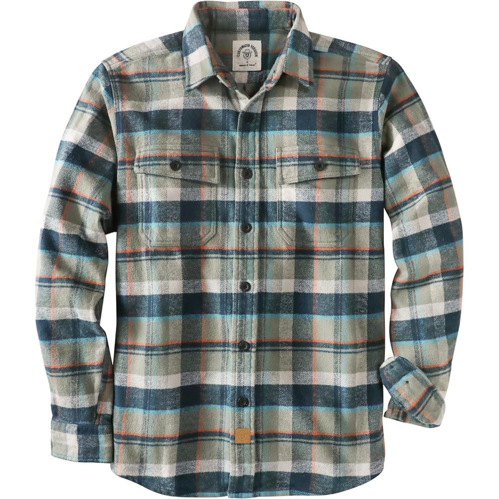 imageDubinik 13oz Ultra Heavyweight Flannel Shirt for Men Long Sleeve Mens Plaid Button Down Shirts Vintage 100 CottonBlueWhite