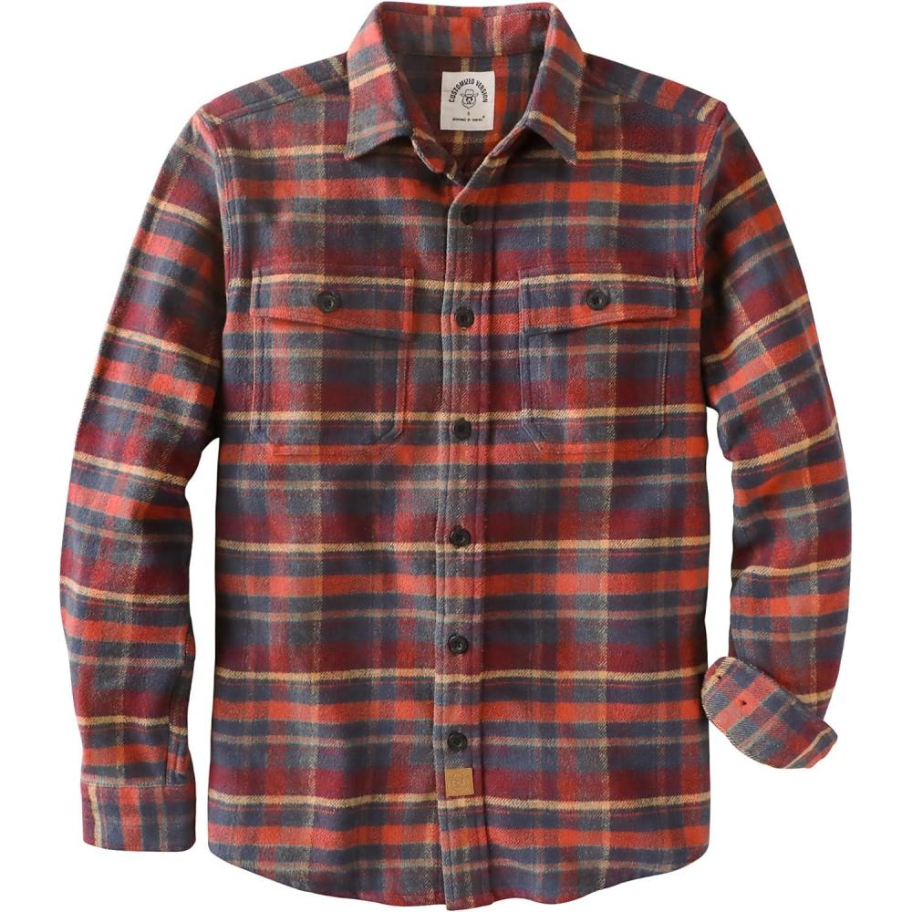 imageDubinik 13oz Ultra Heavyweight Flannel Shirt for Men Long Sleeve Mens Plaid Button Down Shirts Vintage 100 CottonRedOrangeyellow