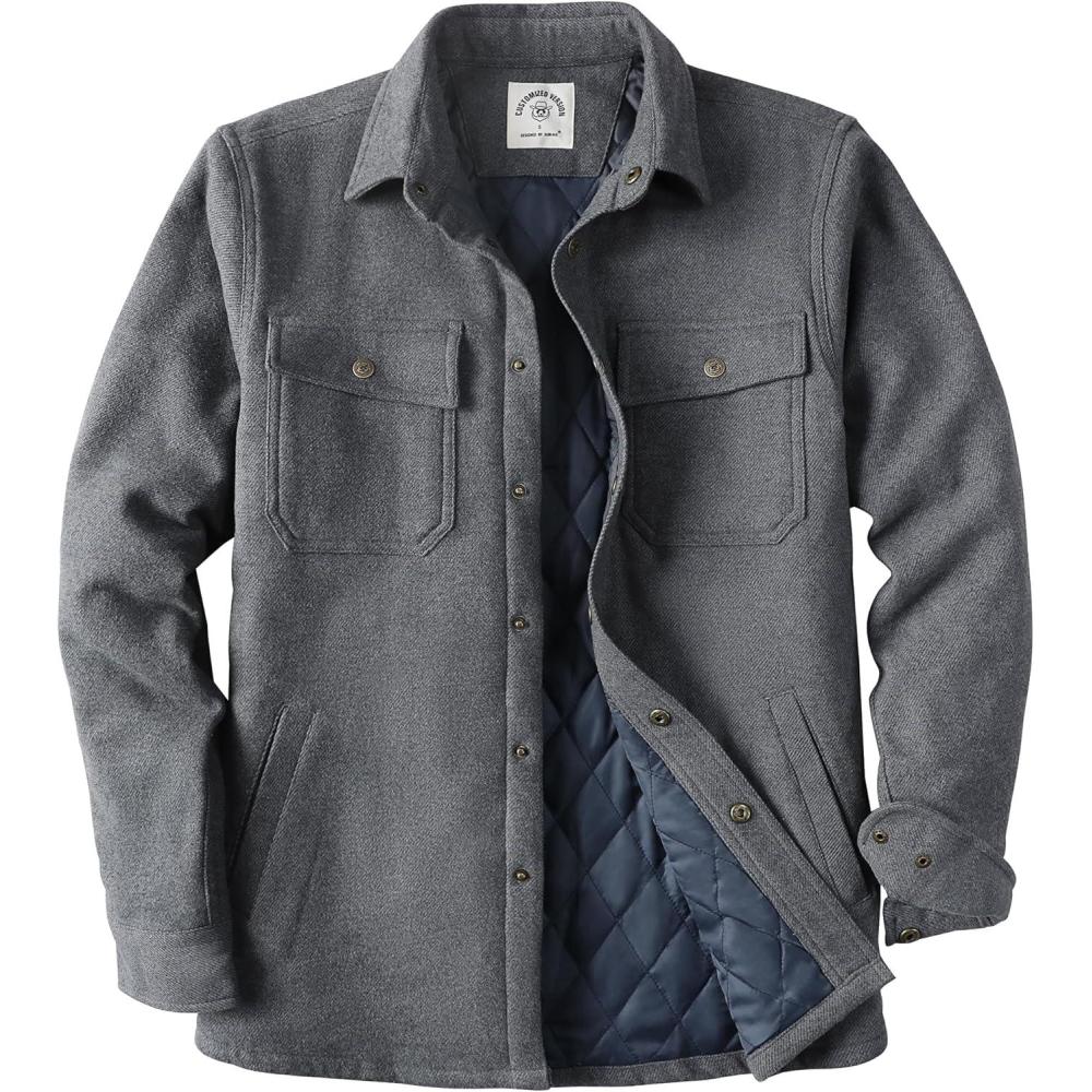 imageDubinik Mens Shacket Lightweight Jacket Cozy Warm Lined Overshirt Flannel Shirts For Men Long Sleeve Snap Casual PlaidDark Gray 181