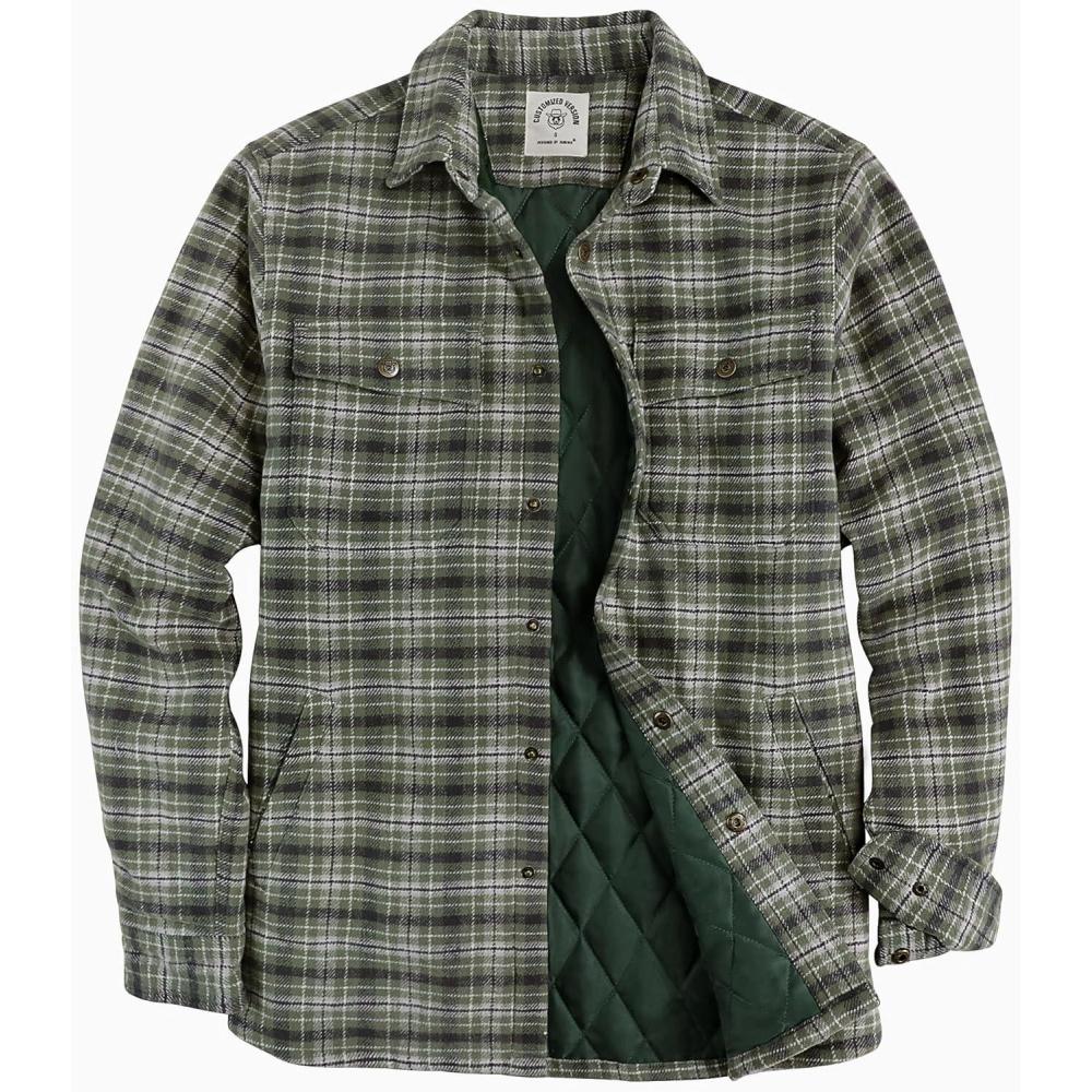 imageDubinik Mens Shacket Lightweight Jacket Cozy Warm Lined Overshirt Flannel Shirts For Men Long Sleeve Snap Casual PlaidLight GreenGrayish White 181