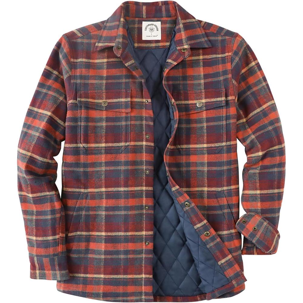 imageDubinik Mens Shacket Lightweight Jacket Cozy Warm Lined Overshirt Flannel Shirts For Men Long Sleeve Snap Casual PlaidRedOrangeyellow 181