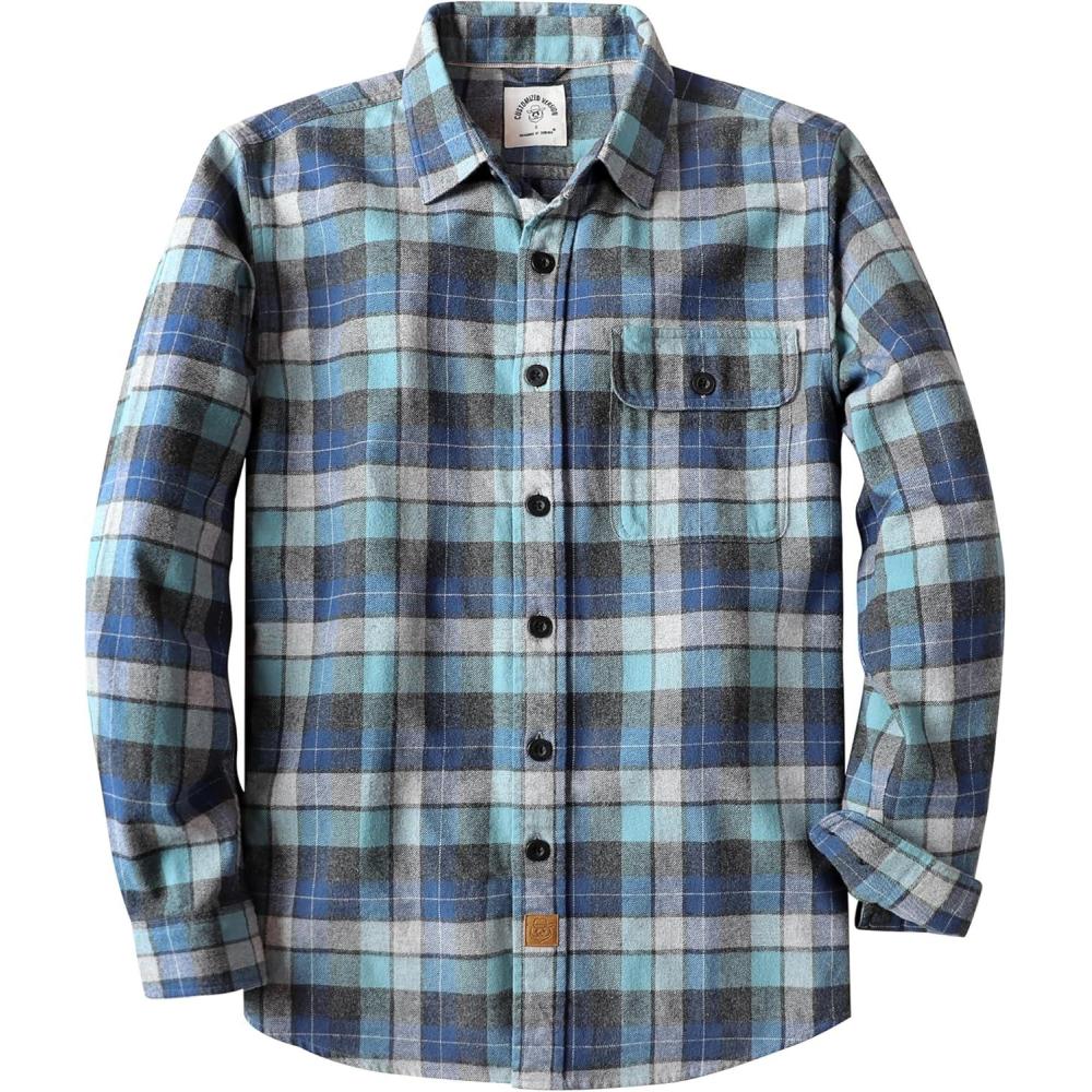 imageDubinikMens Flannel Shirts Long Sleeve Flannel Shirt for Men Warm Casual Soft Cotton Button Down Plaid Mens Flannel Shirt