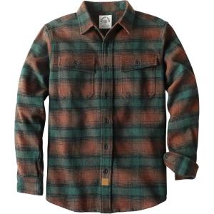 imageDubinik 13oz Ultra Heavyweight Flannel Shirt for Men Long Sleeve Mens Plaid Button Down Shirts Vintage 100 CottonBrownDark Green