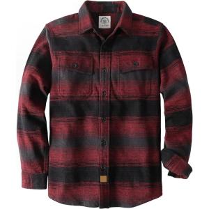 imageDubinik 13oz Ultra Heavyweight Flannel Shirt for Men Long Sleeve Mens Plaid Button Down Shirts Vintage 100 CottonBurgundy Black