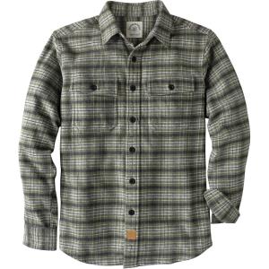 imageDubinik 13oz Ultra Heavyweight Flannel Shirt for Men Long Sleeve Mens Plaid Button Down Shirts Vintage 100 CottonLight GreenGrayish White