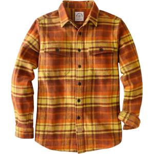 imageDubinik 13oz Ultra Heavyweight Flannel Shirt for Men Long Sleeve Mens Plaid Button Down Shirts Vintage 100 CottonOrangeyellow