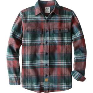 imageDubinik 13oz Ultra Heavyweight Flannel Shirt for Men Long Sleeve Mens Plaid Button Down Shirts Vintage 100 CottonRedDark Green