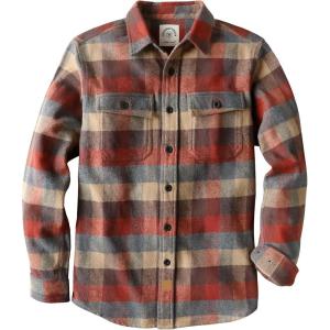 imageDubinik 13oz Ultra Heavyweight Flannel Shirt for Men Long Sleeve Mens Plaid Button Down Shirts Vintage 100 CottonRedYellowBlue