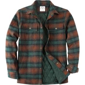 imageDubinik Mens Shacket Lightweight Jacket Cozy Warm Lined Overshirt Flannel Shirts For Men Long Sleeve Snap Casual PlaidBrownDark Green 181