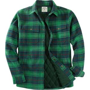 imageDubinik Mens Shacket Lightweight Jacket Cozy Warm Lined Overshirt Flannel Shirts For Men Long Sleeve Snap Casual PlaidDark Green 181